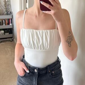 Like New Princess Polly White Ruched Body Suit